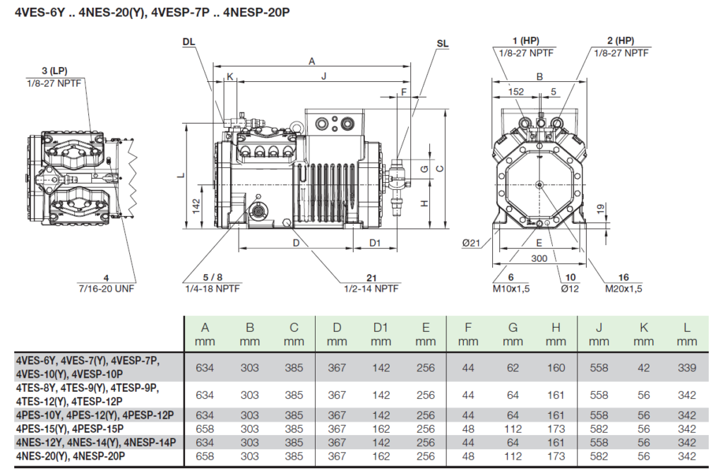 Чертёж поршневого компрессора BITZER 4TES-12Y