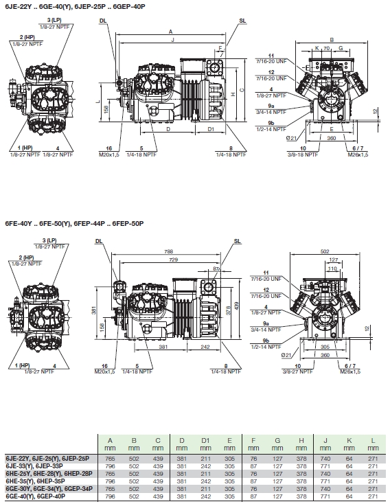 Чертёж поршневого компрессора BITZER 6HE-28Y