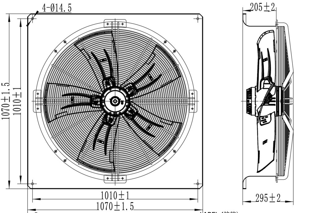 Размеры вентилятора YWF-6D-910-S-180/120A-B1 Размеры вентилятора YWF-6D-910-S-180/120A-B1