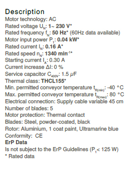 Технические характеристики Ziehl-Abegg FB025-4EW.WA.A5 