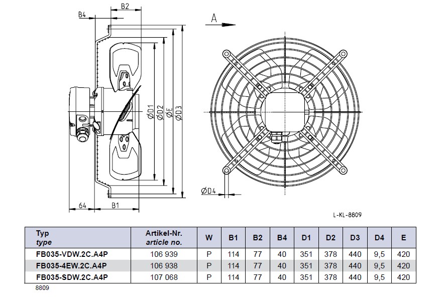 Габаритные размеры Ziehl-AbeggFB035-SDW.2C.A4P Габаритные размеры Ziehl-AbeggFB035-SDW.2C.A4P