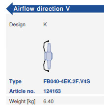 Направление потока A - V и варианты исполнения Ziehl-AbeggFB040-6EK.2C.V4P 