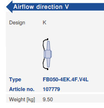 Направление потока A - V и варианты исполнения Ziehl-AbeggFB050-4EK.4F.V4L 