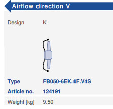 Направление потока A - V и варианты исполнения Ziehl-AbeggFB050-6EK.4F.V4S Направление потока A - V и варианты исполнения Ziehl-AbeggFB050-6EK.4F.V4S