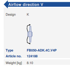 Направление потока A - V и варианты исполнения Ziehl-AbeggFB050-ADK.4C.V4P 