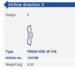 Направление потока A - V и варианты исполнения Ziehl-AbeggFB050-VDK.4F.V4L 