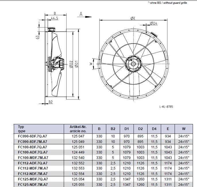 Габаритные размеры Ziehl-AbeggFC125-NDA.7M.V7 
