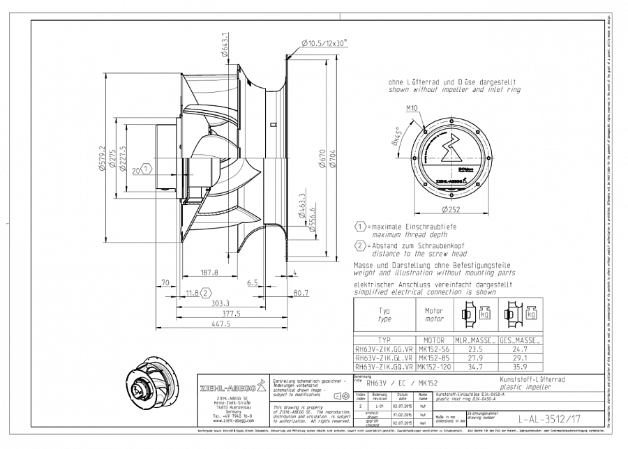 Вентилятор Ziehl-Abegg RH63V-ZIK.GL.VR 57240213 2